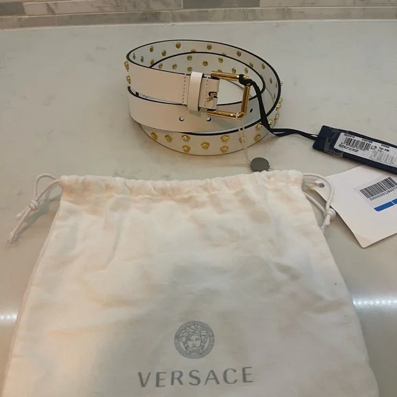 Versace DCDI015 DV3TNM MEDUSA STUD LEATHER Belt Versace Medusa Heritage studded leather belt Versace main image 3